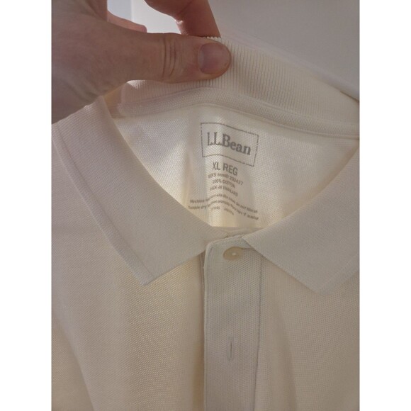 #75 L.L.LL BEAN Mens Polo Shirt Extra Large XL White Cotton - Picture 3 of 4